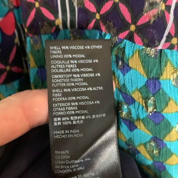 Anthropologie Abstract blue/green metallic maxi dress NWT - Picture 13 of 14